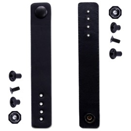 [2 Pack] IWB Belt Loops - (8-9oz Leather) - Black w/Black Pull-The-Dot Snap & Mounting Hardware - for IWB Holster Carry - (Fit 1.25-2.00 Inch Belts (Adjustable)