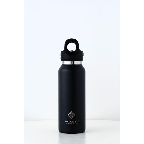 REVOMAX Carbonated Vacuum Insulated Bottle, 12 oz (355 ml), 18 Hours Hot for 18 Hours, Cold for 36 Hours (Slim Onyx Black)
