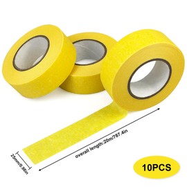 TAOBWN 10 Rolls Masking Tape for Painting 24mm x 20M Yellow Multi-Surface Premium Painting Tape Decorators Tape Painters Tape for Indoor Painting DIY Crafts Use, Medium Adhesion No Residue