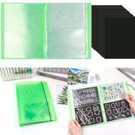 10 Pieces 0.3mm Thick Magnetic Sheets & 80 Pockets/20 Pages Storage Album for Stamps and Cutting Dies Storage Book Organizer for Storage Die Cutting DIY Scrapbooking Card Making