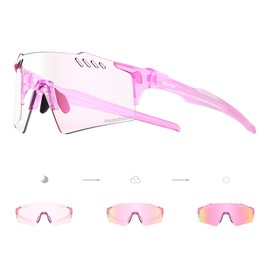 SCVCN Photochromic Cycling Glasses UV400 Protection for Women Men Cycling Glasses TR90 Frame MTB Running Mountain Bike Glasses Riding Baseball Bicycle Driving 07 Pink