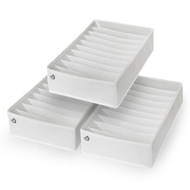 Drawer Organizer Clothes - 3 Set Multipurpose Dresser Drawer Organizer for Adults & Kids, Closet Foldable 10 Cells per Organizer - Non-Woven Fabric, T-Shirts, Baby Clothes, Shorts Organizer - White