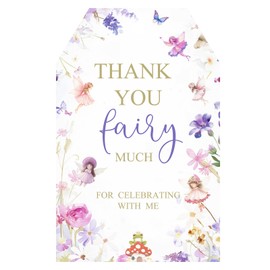 joycraft 50Pcs Thank You Tags with String, 2x3 Inch White Kraft Paper, Thank You Fairy Much Gift Tags for Celebration