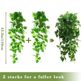 Decorjunction 2 Pcs Fake Hanging Plants,Artificial Ivy Leaves,Vines,Fake Ivy,Suitable for Wall Home Living Room Indoor and Outdoor Decoration,Wedding Room Terrace Office Decoration.