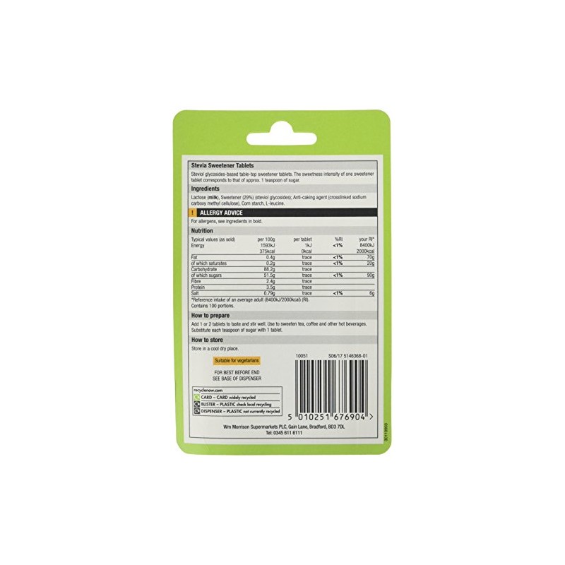 Morrisons Stevia Sweetener, Pack of 12, 100 Tablet