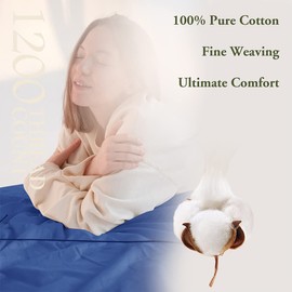 SAKIAO 1200 Thread Count Cotton Sheets, 100% Egyptian Cotton Sheet for Queen Size Bed, Sateen Weave Bed Sheets 17-Inch Deep Pocket - Breathable and Hypoallergenic - 4 Piece (Navy Blue, Queen)