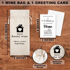 OICPYD Housewarming Gifts, House Warming Wine Bag, New Home Gifts For Realtor First Home Homeowners Hostess Friends, Housewarming Party Decorations, 1 Pc Wine Bag With Greeting Card (G14)