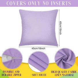 8Pcs 18 x 18 Inch Decorative Throw Pillow Covers Pastel Mix Color Pillow Cases Colorful Square Cushion Covers with Hidden Zipper for Couch Sofa Bedroom Patio Balcony,Linen Material（Covers Only）