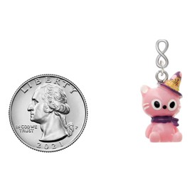 Delight Jewelry Resin Pink Birthday Kitty Cat Silvertone Infinity Post Earrings