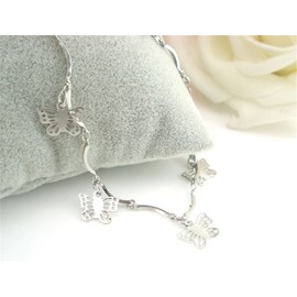 Boowhol Unisex Anklet Ankle Bracelet Adjustable 925 Sterling Silver Bijou Chains with Butterfly Pendant, Sterling Silver