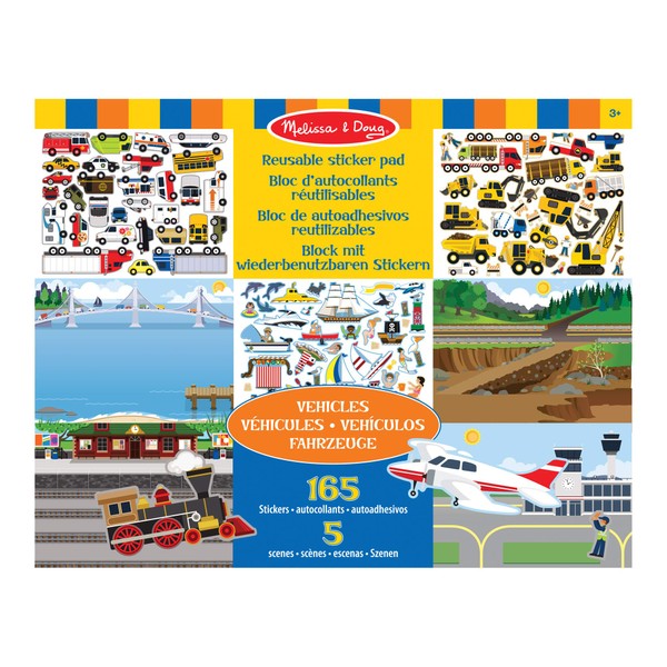 Melissa & Doug Reusable Sticker Pad: Vehicles - 165+ Reusable