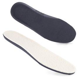 TIESTRA Thick Warm Insoles with Soft Lambswool Shoe Inserts and Cushioned Support Sheepskin Inner Soles for Women, Men, Kids Beige 45EU/UK11