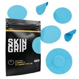 Skin Grip Freestyle Libre 3 Sensor Covers- Waterproof & Sweatproof Adhesive Patches for 10-15 Days (Not for Libre2), Pre-Cut Continuous Glucose Monitor Diabetic Sensors Cover - 20 Pack, Blue