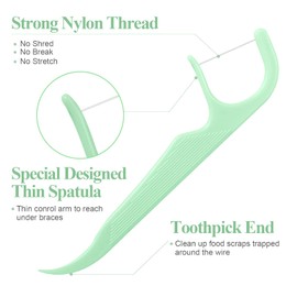 150 Count Orthodontic Flossers for Braces with Floss Dispenser, Brace Flossers for Kids Teeth & Adults, Dental Floss for Braces, Dental Floss Picks, 50 Count Bag (Pack of 3)