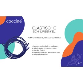 Cocciné Elastic Shoelaces without Tying 1 Pair, 100 cm Long, Round Shoelaces, Comfortable and Easy to Use, Stylish Design, Universal Use, navy