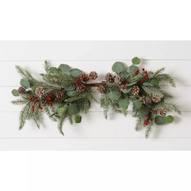 Unbranded New Primitive Christmas EUCALYPTUS PINE RED BERRY SWAG Arch Wreath 29"