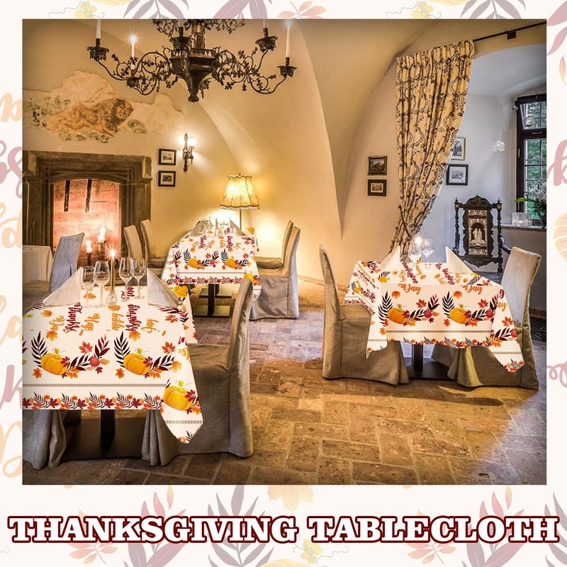 ORNACELE 2PCS Thanksgiving Fall Tablecloth Disposable - 108" × 54",