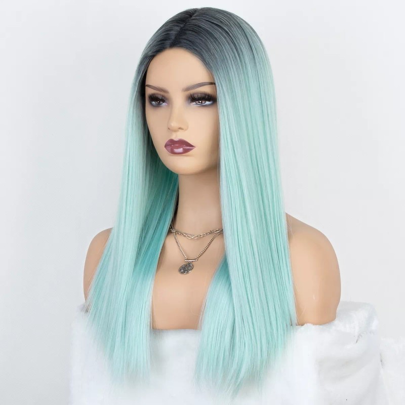 K'ryssma Peluca Sintética Recta Sin Pegamento Verde Menta K'ryssma