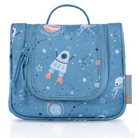 TA Trend Atelier Kids Wash Bag PFC Free Water Resistant Hanging Wash Bag, Blue - Space, Sustainable children's toiletry bag