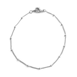 Honeycat Satellite Bead Bead Ball Chain Bracelet in Rhodium Plate | Minimalist, Delicate Jewelry (Silver)