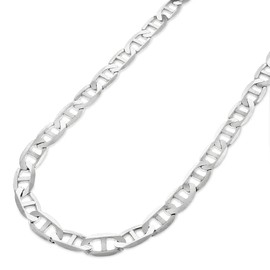 Verona Jewelers 925 Sterling Silver 3.5MM 4.5MM Solid Flat Mariner Link Chain Necklace- Sterling Silver Necklace Chain 18" 20" 22" 24" 30" (24, 6.5MM)