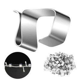 Prmape Pack of 50 Gutter Hooks for Fairy Lights, Mini Gutter Hooks, Stainless Steel Christmas Light Clips, Holiday Lights Clip Gutter for Christmas Light, Kitchen, Bathroom, Garden [Energy Class A]