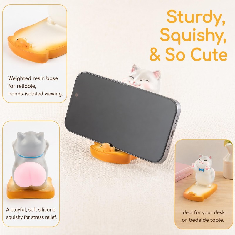 Oinas Cute Cat Phone Stand - Phone Holder with Silicone
