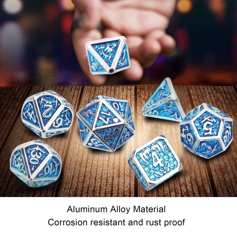 7pcs Polyhedral Dice Set Portable Exquisite Funny Metal Dice Table