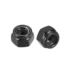 sourcing map Hex Lock Nuts - M3 x 0.5mm Carbon Steel Nylon Insert Self-Locking Nuts for Fasteners, 50Pcs Black