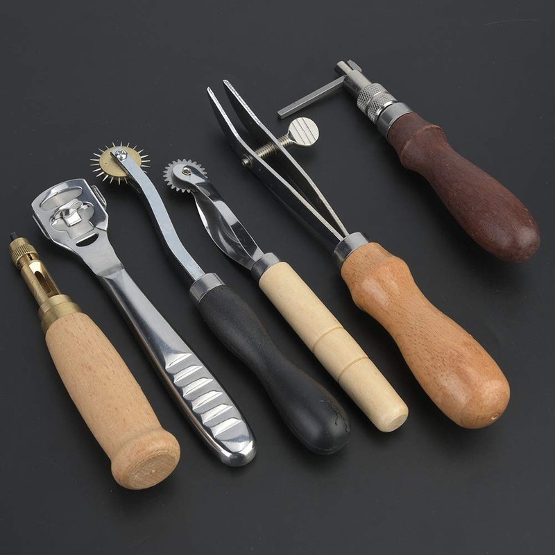 19pcs Leather Carft Punch Tools Kit, Metal Leather Groover Tool