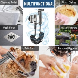 MLD MLD Toilet Companion Bidet Pet Cleaning Bathing G1/2 Caliber pressurized Water-Saving Copper Metal Valve Body for Multi-Purpose use, can be Used with a Toilet, Bathtub, Bathroom Cleaning
