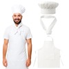 BDBFPAN 3-Piece Set White Apron and Chef Hat, Chef Apron,