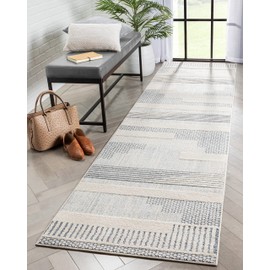 Well Woven Harlow Collection Briar Light Blue - Modern Tribal Minimalist Geometric 3x10 Runner Rug - Ideal for Hallway & Bedroom - Durable, Stain Resistant & Easy to Clean