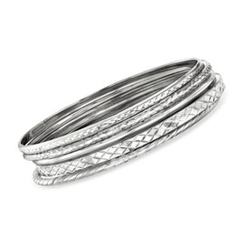 Ross-Simons Sterling Silver Jewelry Set: 5 Bangle Bracelets. 8 inches