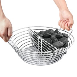 DOLAMOTY The Accessories for Big Green Egg, Ash Charcoal Basket for Large BGE, Parts for Big Green Egg, Stainless Steel Grill Ash Baskets for The Large(L) BGE and Kamado the Joe Classic(with Divider)