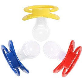 CutiePlusU Adult Sized Dummy for Adults Babies Large Shield Pack of 3 - Lake Blue, Yellow, Red