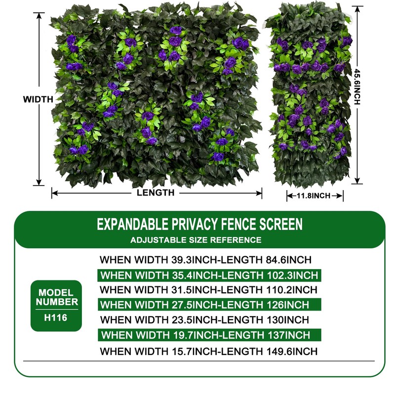 Artificial Expandable Ivy Privacy Fence Screen,Adjustable Size,Dense Leaf Panel,Perfect for