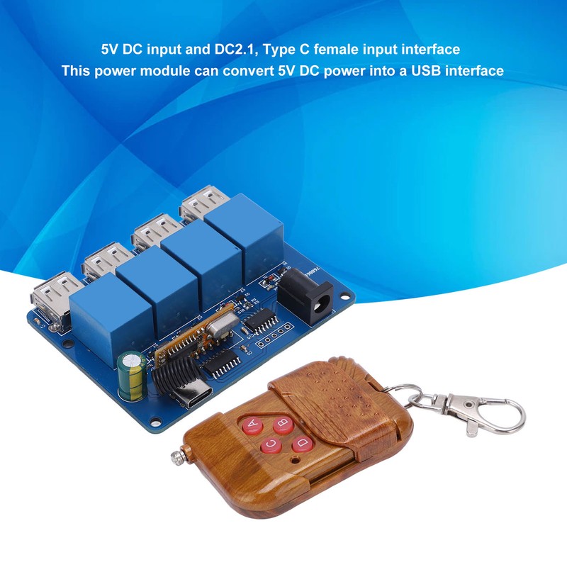 Power Supply Module 4 Channel 5V DC DC2.1 Type C