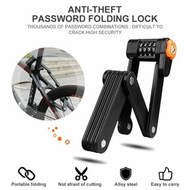TUNEZ® Folding Bike Lock High Security Lever Hardened Alloy Steel 8 Joints Anti-Theft Bicycle Password Lock 85cm Long Foldable Bike Lock for Bicycle/Mountain Bike/Electric Bike/Motorcycle