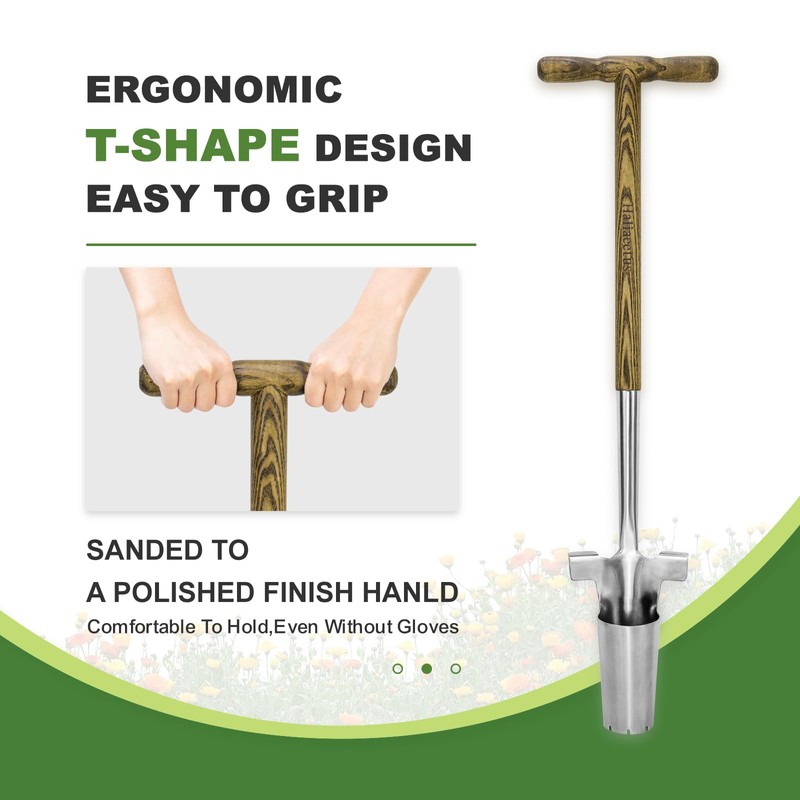 Long Handled Bulb Planter Tool, 37'' Bend-Proof Stainless Steel Bulb