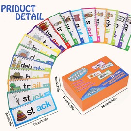 Lizihaowu 30 Read and Rhyme Flip Books, Word Family Build Book, Kindergarten Sight Word Flash Cards, Reading Flip Book Set for Kids