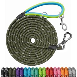 NTR Heavy Duty Large Dog Leash, 30FT Reflective Long Leash with with 2 Swivel Hooks and Comfortable Padded Handle, Strong Leash for Walking, Hunting, Camping, Backyard for Small Medium and Large Dogs