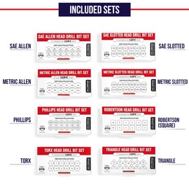 96pc Master Screwdriver Bit Set- Full Driver Set- Phillips, Robertson, Allen (Metric), Allen (SAE), TORX, Slotted (SAE), Slotted (Metric)- Magnetic 1/4in Hex Shank Drill Bits- The Full GIFD Collection