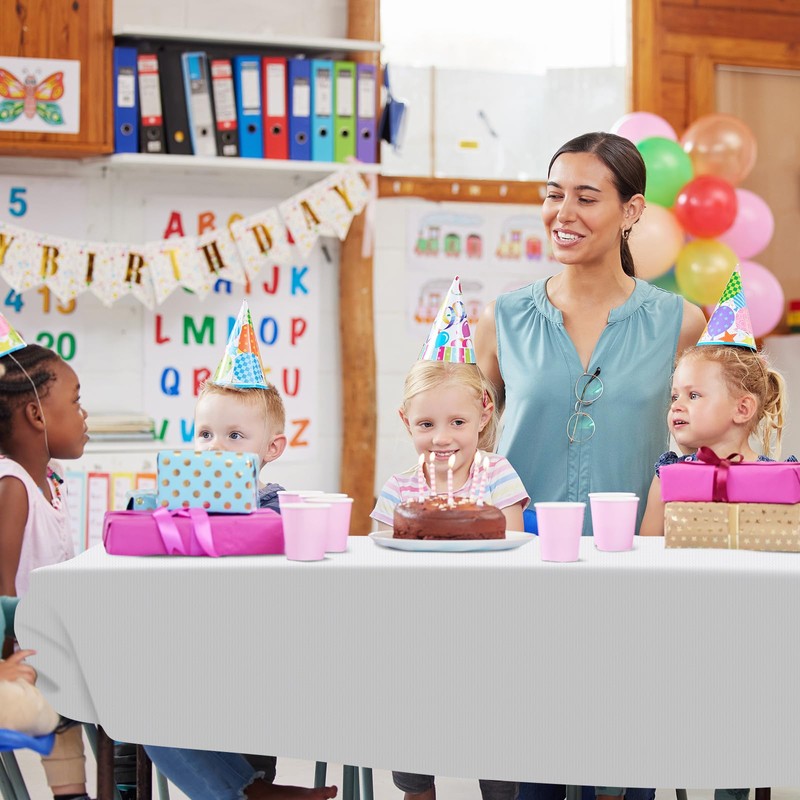 Sinload 25 Pack White Paper Tablecloths for Rectangle Tables 55