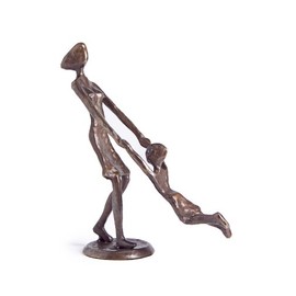 Danya B. Mother Playing and Swinging Child Sand-Cast Bronze Sculpture Figurine Birthday for Mom, Teacher, Caregiver, Grandma, Aunt from Boy or Girl