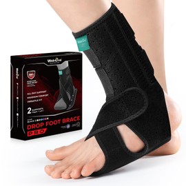 Welnove Upgraded Drop Foot Brace – Adjustable Lightweight AFO Support for Foot Drop, Stroke, Neuropathy – Fits Left or Right Foot, Wearable with Shoes or Barefoot