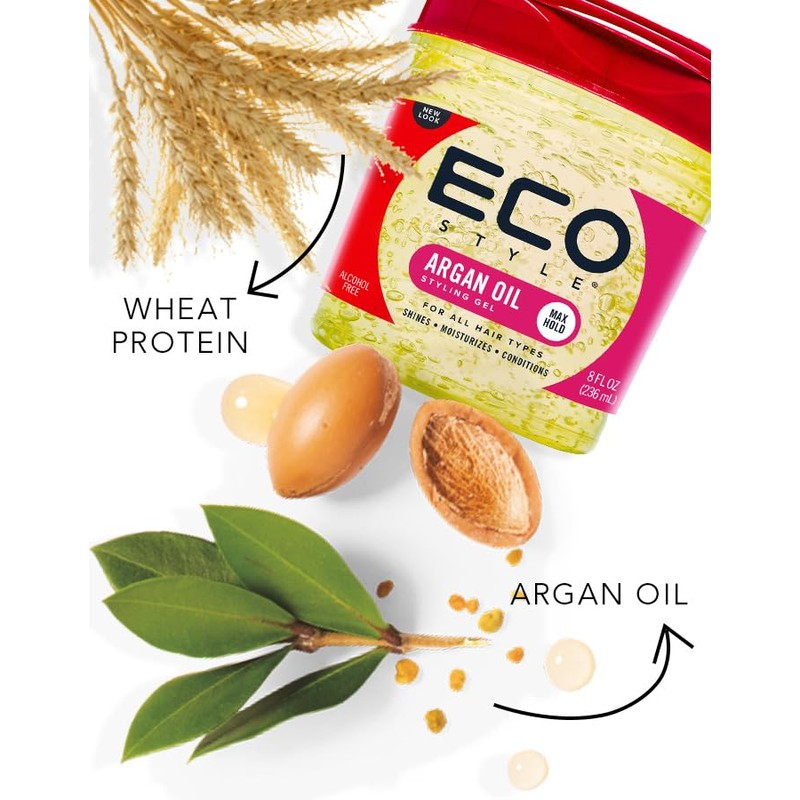 Eco Style Moroccan Argan Oil Styling Gel - Promotes Healthy