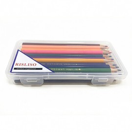 RISLISO Small Hard Plastic Pencil Box With Hinged Lid & Snap Closure, Clear Plastic Case For Pencils, Pens, Drill Bits, Makeup brush,Office Supplies