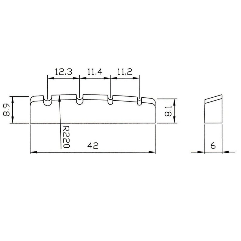 White Left handed Bass guitar graphite top nut four string
