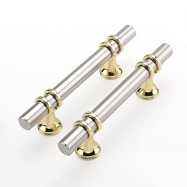 Haliwu 20 Pack Brushed Nickel Cabinet Pulls, Cabinet Handles Brushed Nickel, Barrel Drawer Handles Gold Kitchen Hardware Pulls, 3-3/4 inch(96mm) Hole to Hole Center